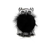 Fuzzy Owl Stretch Ring Black Faux Fur Oversize