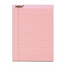 TOPS 63150 Prismt Plus Legal Rule Writing Pads, Letter, Pastel Pink, 50 sheets/pad, 12/pk
