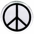Peace Sign Embroidered Patch Anti-War Hippie Iron-On Symbol White