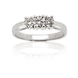 0.50ct tw Round Diamond 14k Gold Three Stone Past Present & Future Anniversary Band or Engagement Ring H-I Color and I1-I2 Quality