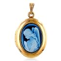 14K Yellow Gold Angel Locket Cameo Pendant