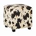 Hocker aus Massivholz mit creme braunfarbenem Leder Nachbildung bezogen, Breite 40cm x Tiefe 40cm x