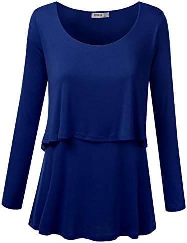 SJSP Womens Boat Neck Asymmetric Round Neck 2-in-12 Stand Collar Tunic Top,X-Large,XL