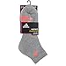 adidas Women's Cushioned Low Cut Socks (3-Pack), Heathered grey/flash orange/night flash purple/flash red
