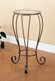 Antique Gold Finish Curved Accented Feet Plant Stand w/Glass Top