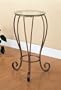 Antique Gold Finish Curved Accented Feet Plant Stand w/Glass Top