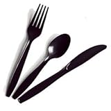 Creative Converting Premium Plastic Cutlery (Fork, Spoon, Knife) Assortment, Black Velvet Color, Package Of 24, (Pack of 12)