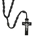 Black Wood Rosary With Oblong Beads 10x5mm - 26in. Rosary Necklace Length - 31in. Overall Length