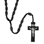 Black Wood Rosary With Oblong Beads 10x5mm - 26in. Rosary Necklace Length - 31in. Overall Length