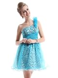 Ever Pretty One Shoulder Rhinestones Leopard Print Cocktail Dress 03293