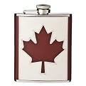 Leather Canada Flag Hip Flask 6 oz.