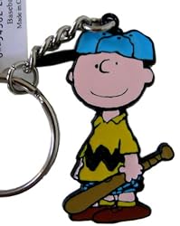 Peanuts Snoopy keyring / zipper pull - Charlie Brown baseball metal keychain