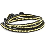 Chan Luu Yellow Gold Vermeil Bead Black Leathe