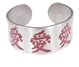 Red Chinese Love Characters Pewter Bracelet