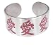 Red Chinese Love Characters Silver Tone Pewter Bracelet