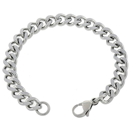 Women's 7mm Stainless Steel Curb Chain Anklet 7in to 14in