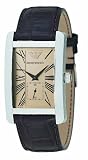 Emporio Armani Gents Brown Leather Strap Watch with Amber Dial