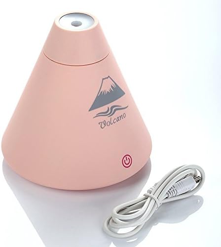 ATIDY USB Mini Desktop Humidifier Cool-mist Personal Humidifier In Volcano Design With Touch Sensitive Switch And Color LED Breathing Light（Pink）