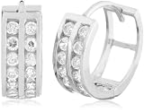 9ct White Gold Cubic Zirconia 2Row Huggy Earring