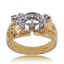 Gold Moon & Star Mens Shriner Ring w 1/4cttw Diamond