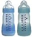 MAM 321511 - ULTIvent Anti-Kolik-Flasche, 270 ml, 0-7 Monate, Tee/Muttermilch, Silikon, fuer Jungen, farblich sortiert - Bisphenol-A frei