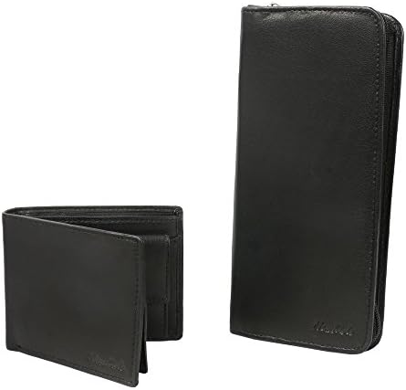 Newhide Men's Wallet and Passport Holder Leather Set One Size Black