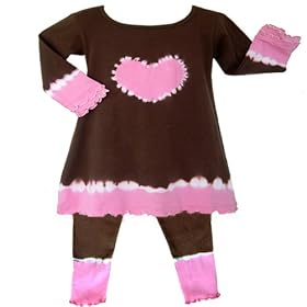 JoJo Designs Heart Tie Dye Pink and Brown Outfit