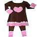 JoJo Designs Heart Tie Dye Pink and Brown Outfit, 6 to 12 Months
