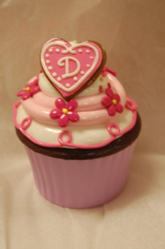 Personalized Initial Cupcake Shaped Trinket Box - D
