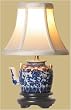 Small Blue & White Porcelain Teapot Accent Table Lamp