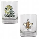 NFL New Orleans Saints Two Piece Rocks Glass Set - Primary & Helmet Logo