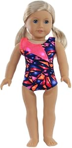Broken Glass Gymnastics Doll Leotard and Scrunchie - Coral