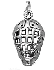 Sterling Silver 3D Hockey Goalie Mask Sports Charm