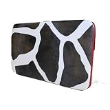 Red Trim Giraffe Print Animal Wallet Clutch Purse HARD Frame