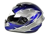 Typhoon Adult Full Face Helmet Silver Blue (X-Large)