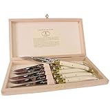 Laguiole boxed set of 6 stainless steel steak knives acrylic handles