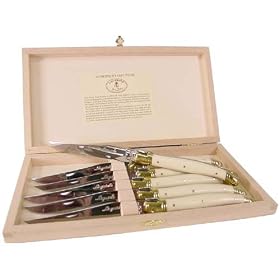 Laguiole boxed set of 6 stainless steel steak knives acrylic handles by Laguiole