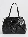 GUESS Retro Croc Satchel, BLACK