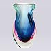 Hand Blown Red Blue & Green Sommerso Art Glass Vase 10.5
