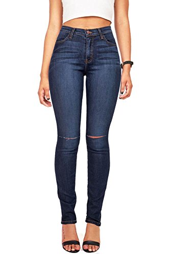 Pink Ice Women's Juniors Ripped New High Rise Skinny Jeans Dark Denim 11