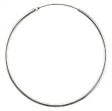 Sterling Silver Large Thin Endless Hoop Earrings, 2 in. (50 mm) Diameter
