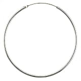 Sterling Silver Large Thin Endless Hoop Earrings, 2 in. (50 mm) Diameter