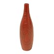 Handmade Mottled Crimson Terracotta Flower Vase With Line Etchings