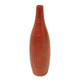 EXP Handmade Mottled Crimson Terracotta Flower Vase With Line Etchings