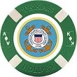 U.S. COAST GUARD Seal on 11.5g Big Slick Texas Hold'em Chip - Green