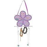 Purple Metal Mesh Rhinestones Flower Design Earring Holder / Jewelry Hook Hanging Display Rack - MyGift