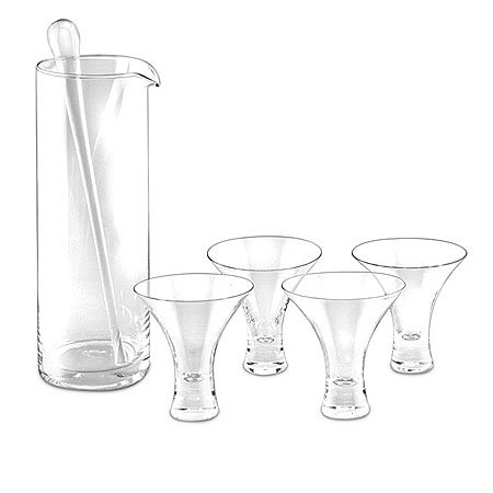 Manhattan Clear Martini Set with Large Pitcher,Stirrer & Four Martini Glass (6 Piece Set)