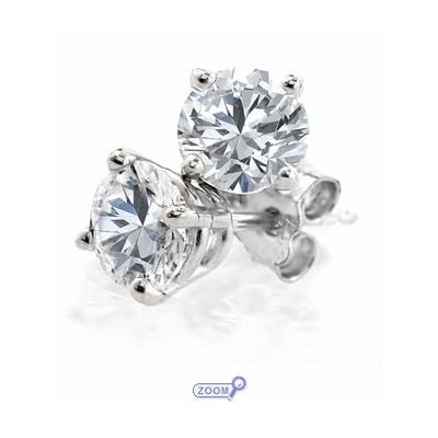 14K White Gold Round Diamond 4-Prong Stud Earrings (3/8ctw, K-L, I2-I3)