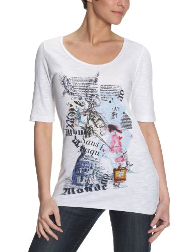 Oui Damen Shirt/ T-Shirt  23788, Gr. 42, Wei&szlig; (white 1000) Preisvergleich