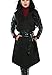 ACEVOG Women Faux Leather Patchwork Long Sleeve Wide Lapel Wool Blend Long Coat
